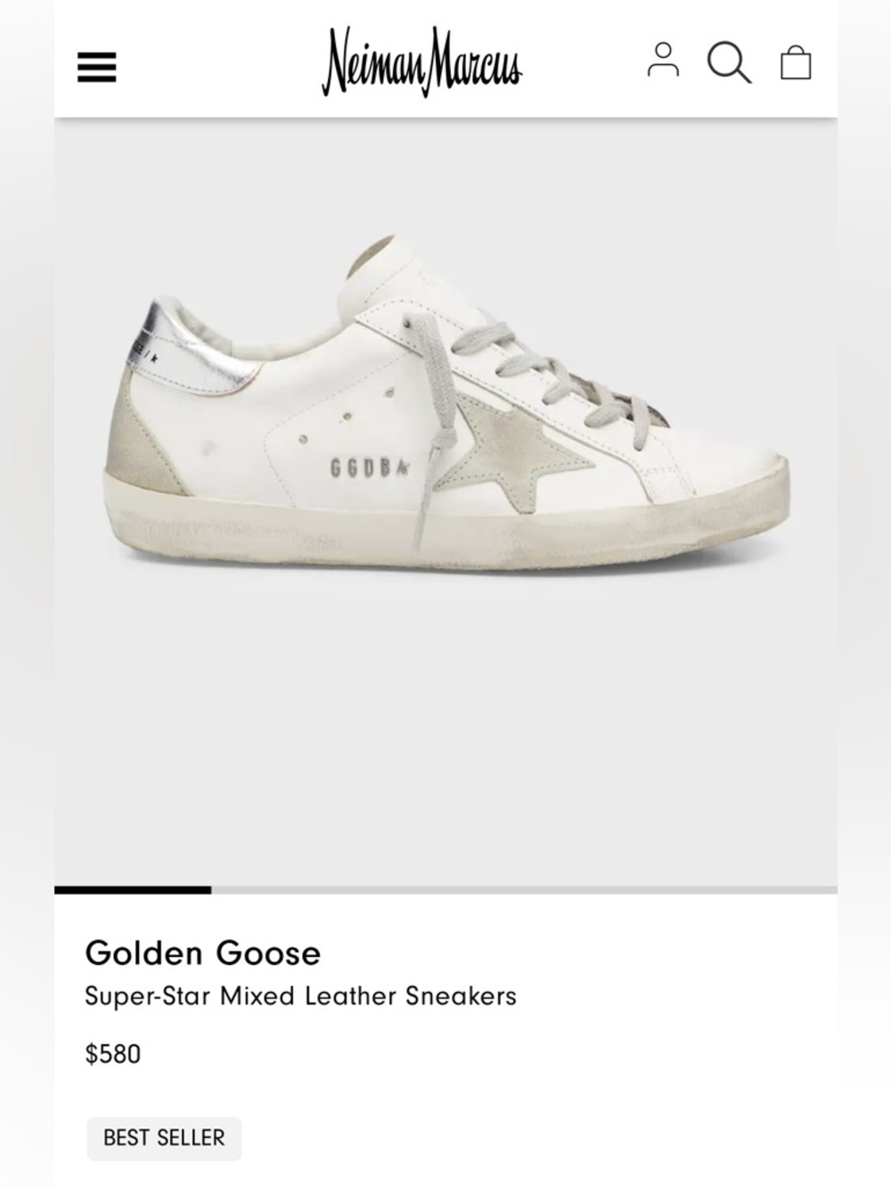 Golden Goose White Leather Sneakers with Gray Star and Laces - Picture 5 of 5